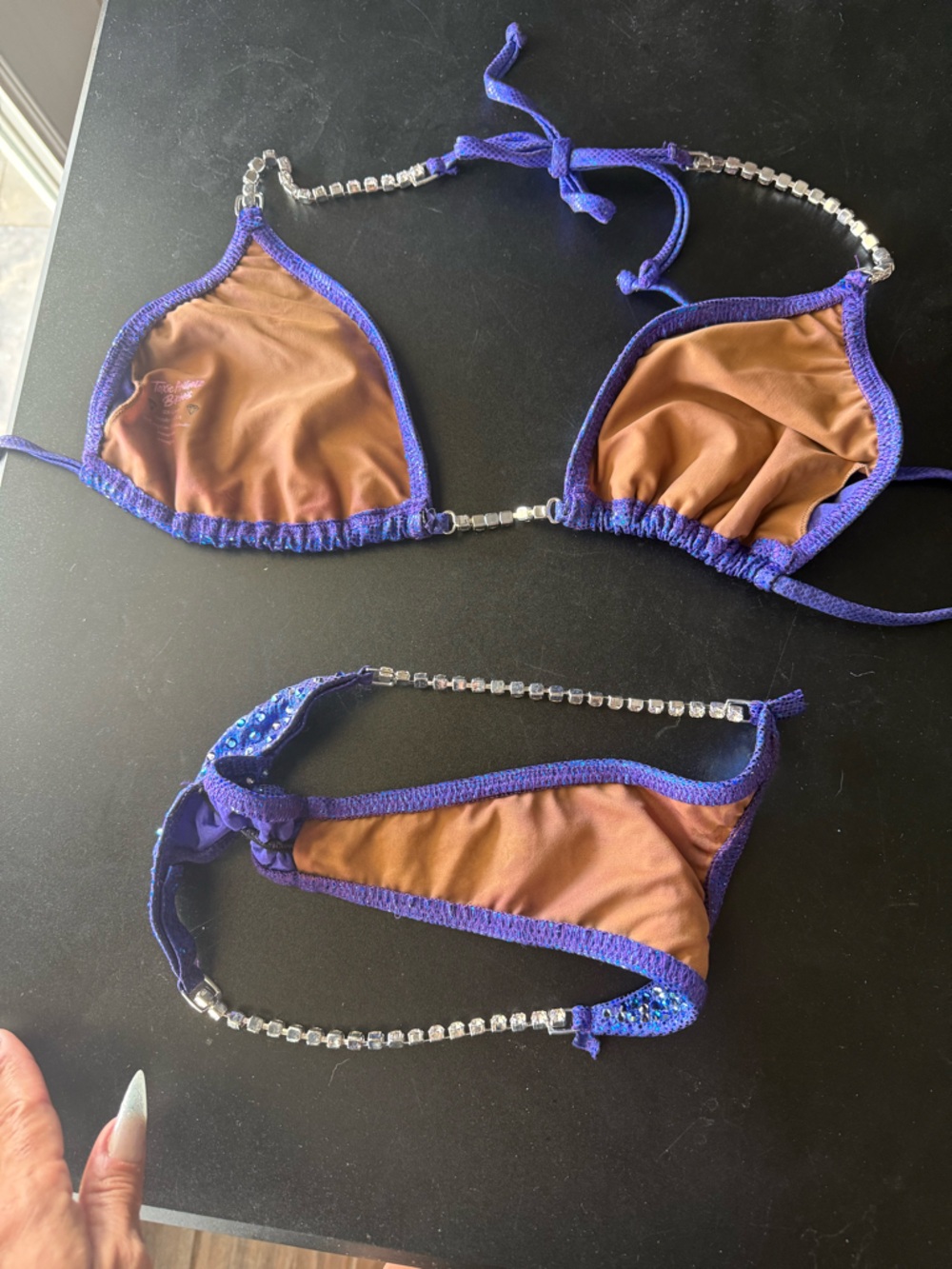 Blue Rhinestone Embellished Women's Bikini - Picture 2 of 3
